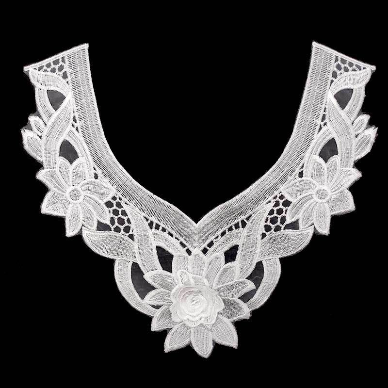 水溶蕾丝领花 欧根纱网底刺绣胸花 涤光丝绣花假领子 DIY花边辅料
