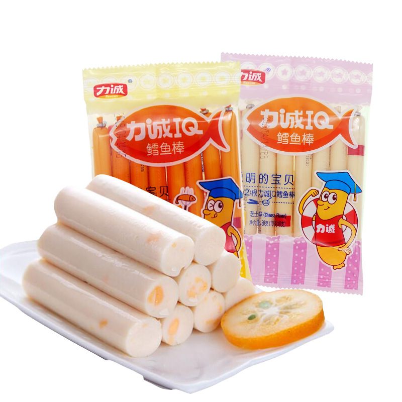 力诚鳕鱼肠80g8支袋装原味芝士味儿童香肠零食鳕鱼棒