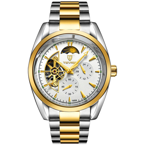 Swiss TEVISE Tevis watch men's fully automatic mechanical watch moon phase steel band watch same style