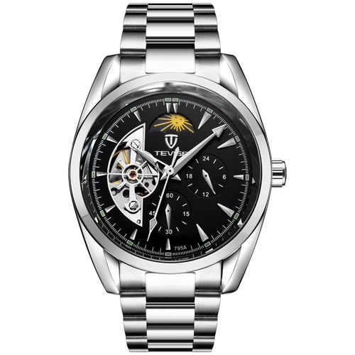 Swiss TEVISE Tevis watch men's fully automatic mechanical watch moon phase steel band watch same style