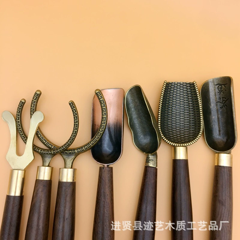 Источник Железный Горшок Чашка Вилка Кран Железный Горшок Зажим Чайная Церемония Шесть Аксессуаров Джентльмена Сандаловая Чайная Ложка Чайная Лопата Сплав Чайная Ложка