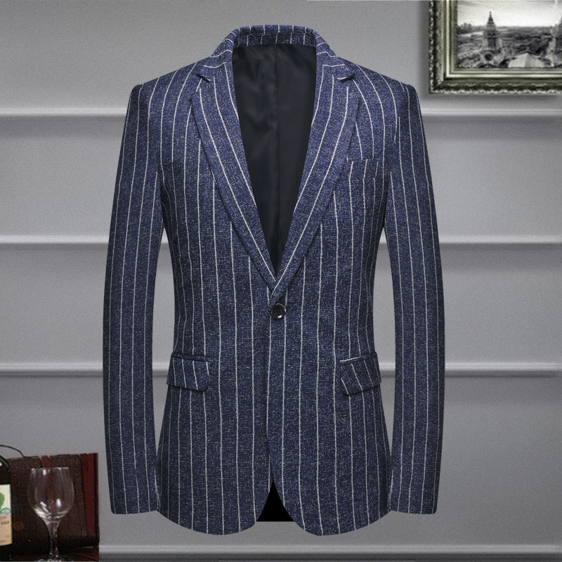 Men's Vertical Stripes Korean Style Slim-fit Small Suit Spring and Autumn New Men's Youth Men's Fashion Casual Suit