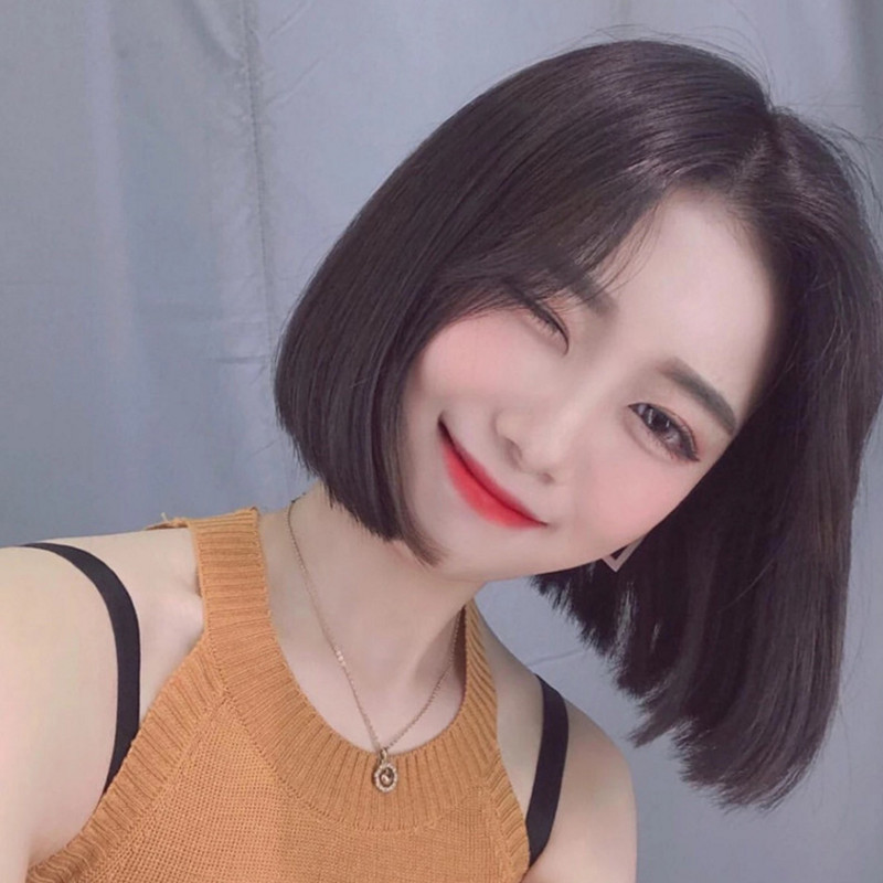 AliExpress nueva peluca femenina pelo corto recto Bobo cabeza temperamento femenino mullido cara reparación fibra química cabeza cubierta proveedor de suministro