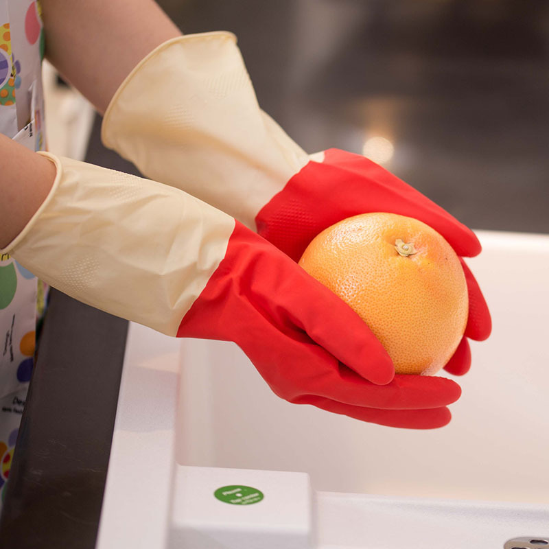 Látex para lavar platos de goma guantes de cuero para las mujeres del hogar mano-pegado espesado de plástico limpieza del hogar cocina durable lavandería impermeable