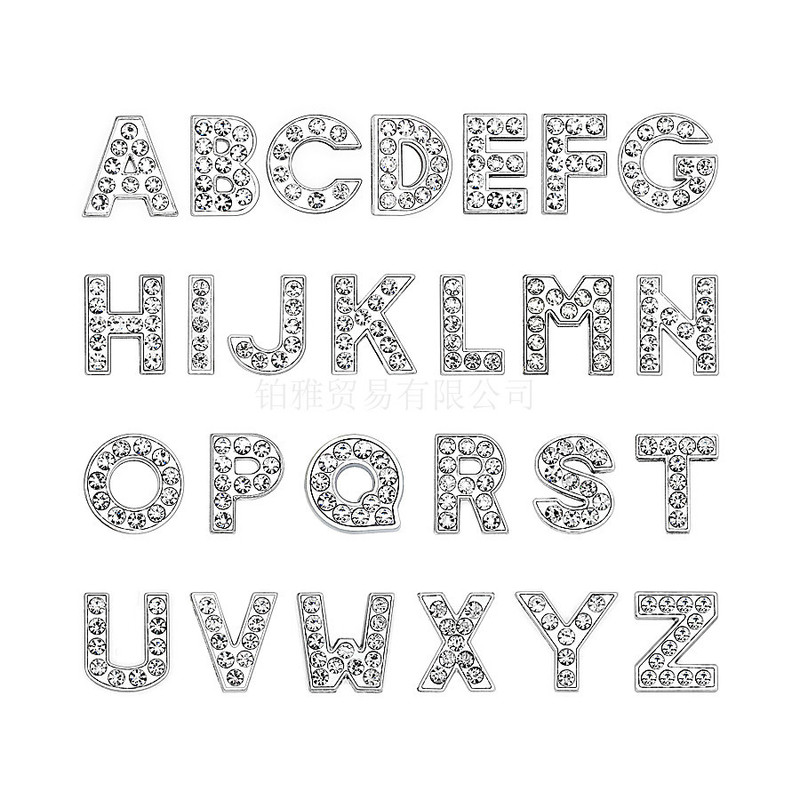 Alloy Full Diamond Letter Beads Rhinestone Letter Jewelry diy Personality Bracelet Key Chain Thin Belt Jewelry Accessories