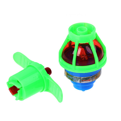 Creative children's flashing luminous rotating top chain toy colorful top ejection belt launcher student prizes