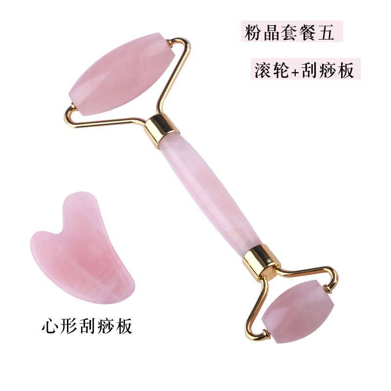 Rosa cristal Jade rodillo masajeador Opal belleza contenedor joya Amazon transfronteriza Jade rodillo fábrica al por mayor