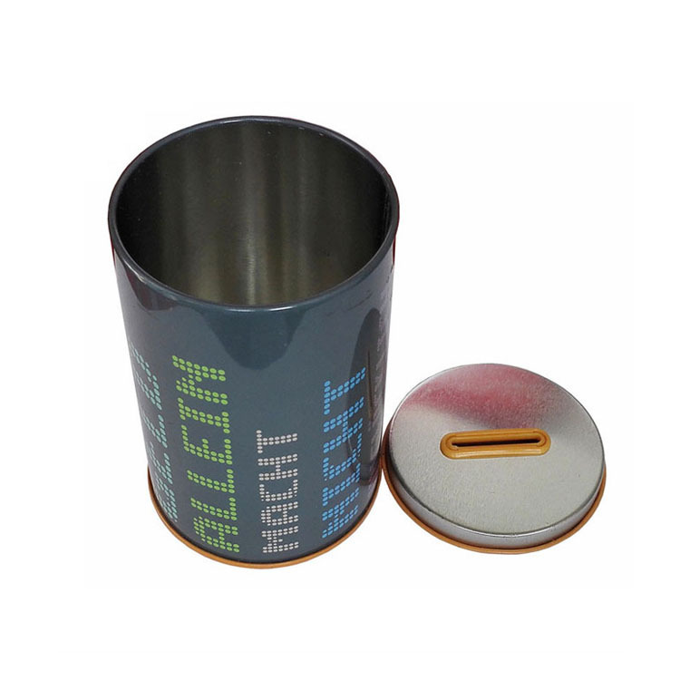 精品印刷马口铁圆形存钱铁罐 天地盖圆形儿童存钱罐 钱币孔储蓄罐