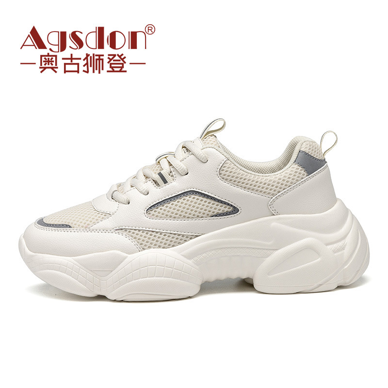 Zapatillas Augu Shiden para mujer, estilo moderno en Instagram, nueva colección primavera 2026, zapatillas blancas casuales de suela gruesa para mujer, primavera y otoño.