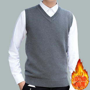 Зимний утепленный трикотажный шарф для отдыха, свитер, жилет, в корейском стиле, V-образный вырез