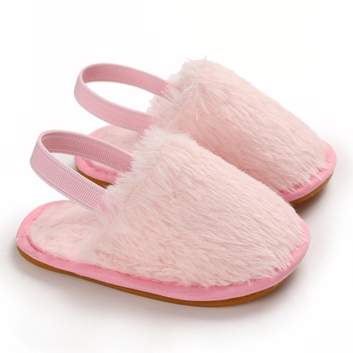 Spring/Autumn 0-1 Baby Girls' Shoes: Non-Slip Rubber Sole Fuzzy Shoes for Infants Learning to Walk (0-12 Months)