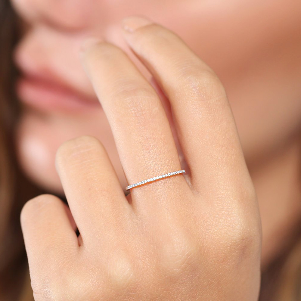 Cross-Border Hot-Selling Jewelry Korean Style Simple Engagement Women's Ring Zircon Micro-Embedded Rose Gold-Plated Ring Wholesale