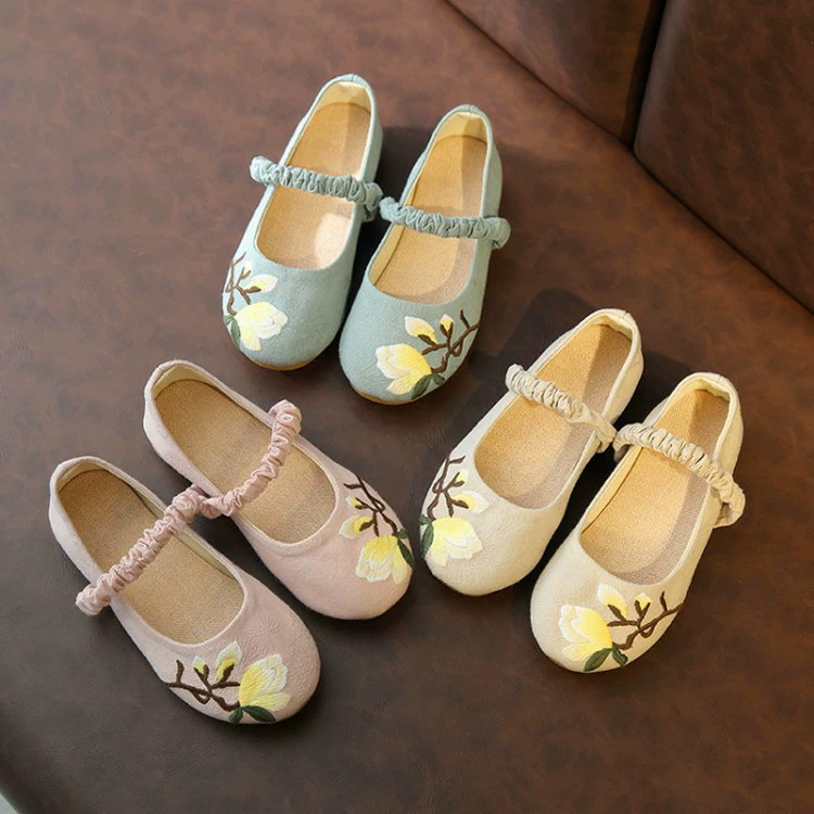 Девочки вышитые туфли Китайский стиль ретро мягкие Сухожильные Туфли летние туфли принцессы Ханфу национальные старые Пекинские тканевые туфли