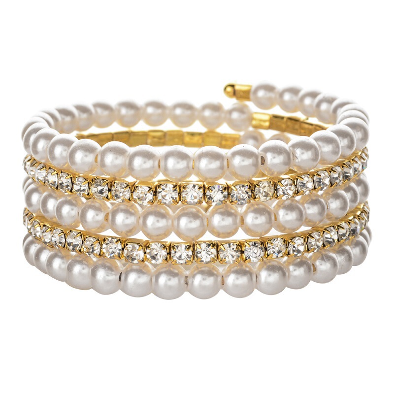 Korean-Style Trendy Jewelry Steel Wire Bracelet Elastic String Bracelet Multi-Layer Pearl Rhinestone Bracelet Wholesale Stackable Wear Korean-Style Trendy Jewelry Steel Wire Bracelet Elastic String Bracelet Multi-Layer Pearl Rhinestone Bracelet Wholesale Stackable Wear