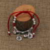 Woven red rope bracelet handmade, rosary with round beads, necklace, jewelry, pearl silver, Birthday gift, wholesale