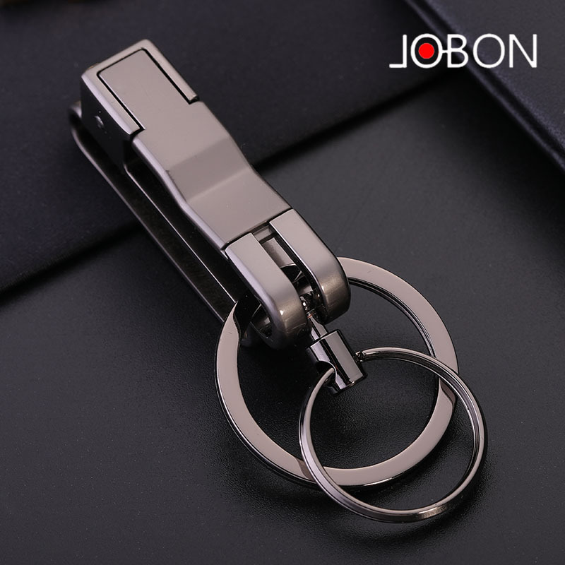 Zhongbang car keychain men's creative personality metal anti-lost double ring detachable belt key chain pendant