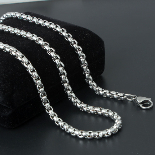 Stainless steel square pearl chain, titanium steel pendant necklace for men, single chain matching chain, wholesale