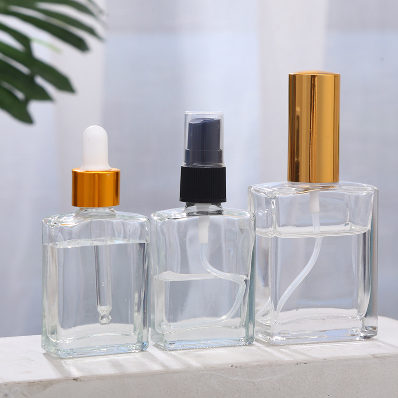 15ml透明玻璃香水瓶 高端玻璃扁方喷雾瓶 新款玻璃香水分装瓶批发