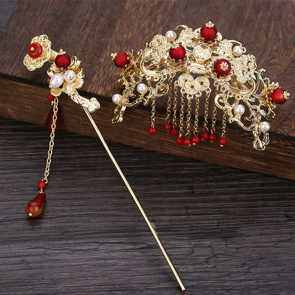 Ancient Style Jewelry handmade tassel Super fairy hair crown bridal Hanfu headdress ancient costume wedding hairpin Xiuhe headdress