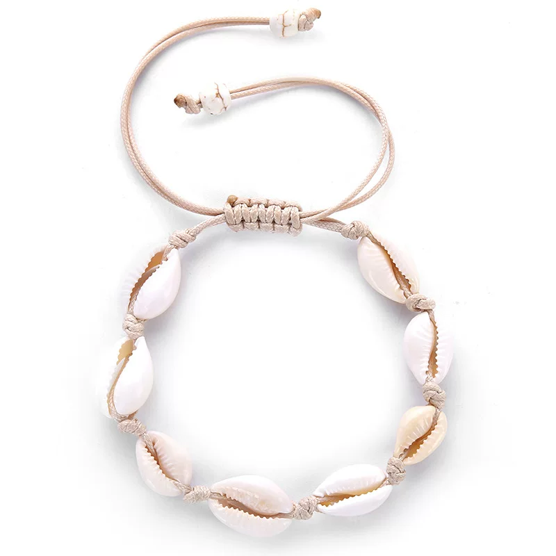 Woven Shell Bracelet, Adjustable 18 cm, European-style Simple Elegant Accessory