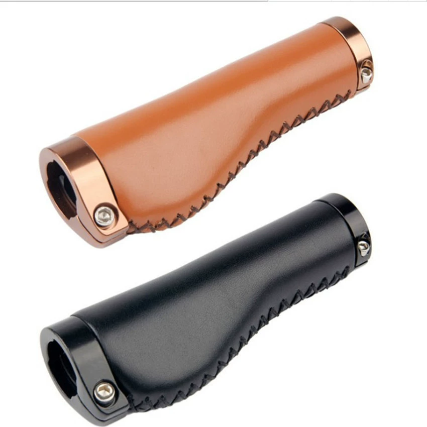 Велосипедный чехол для ручки из воловьей кожи Горный велосипед Ретро чехол с фиксирующей ручкой Нескользящий чехол из искусственной кожи, сшитый вручную велосипедный нескользящий чехол