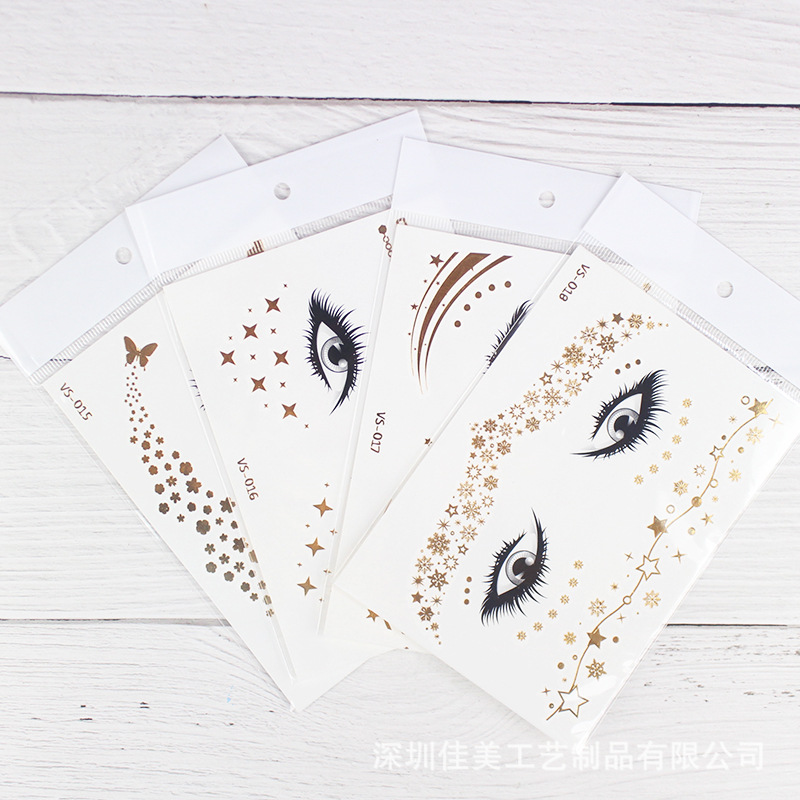 Amazon Venta caliente ecológico impermeable bronceado maquillaje cara pegatinas tatuaje pegatinas cicatriz cubierta maquillaje fiesta tatuaje