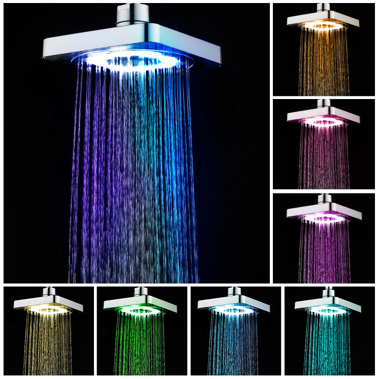 6inch Led Shower Head Self-Generating Colorful Self-Changing Shower Head Shower Head Square Shower Head