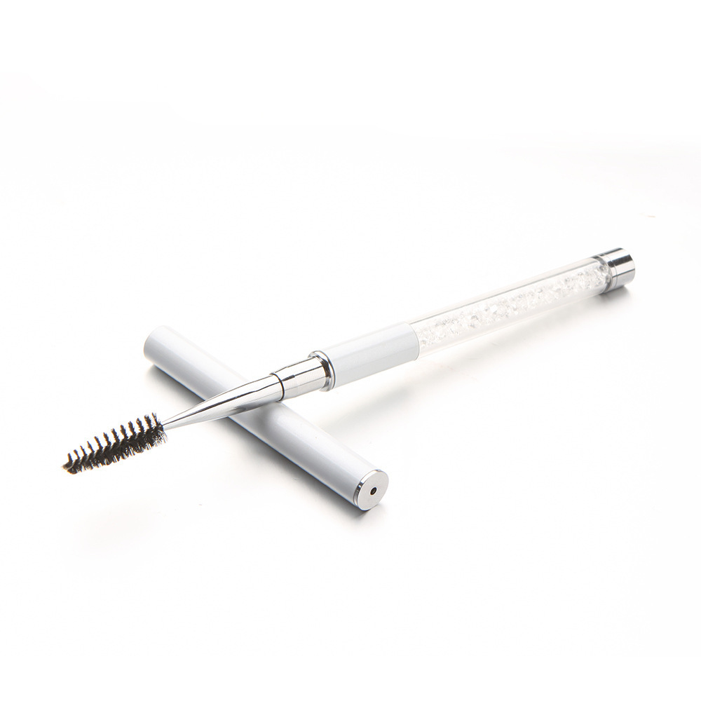 Nuevo estilo rhinestone ojo pestañas cepillo portátil rhinestone varilla con tapa espiral pestañas peine cepillo de uñas 10 colores opcionales