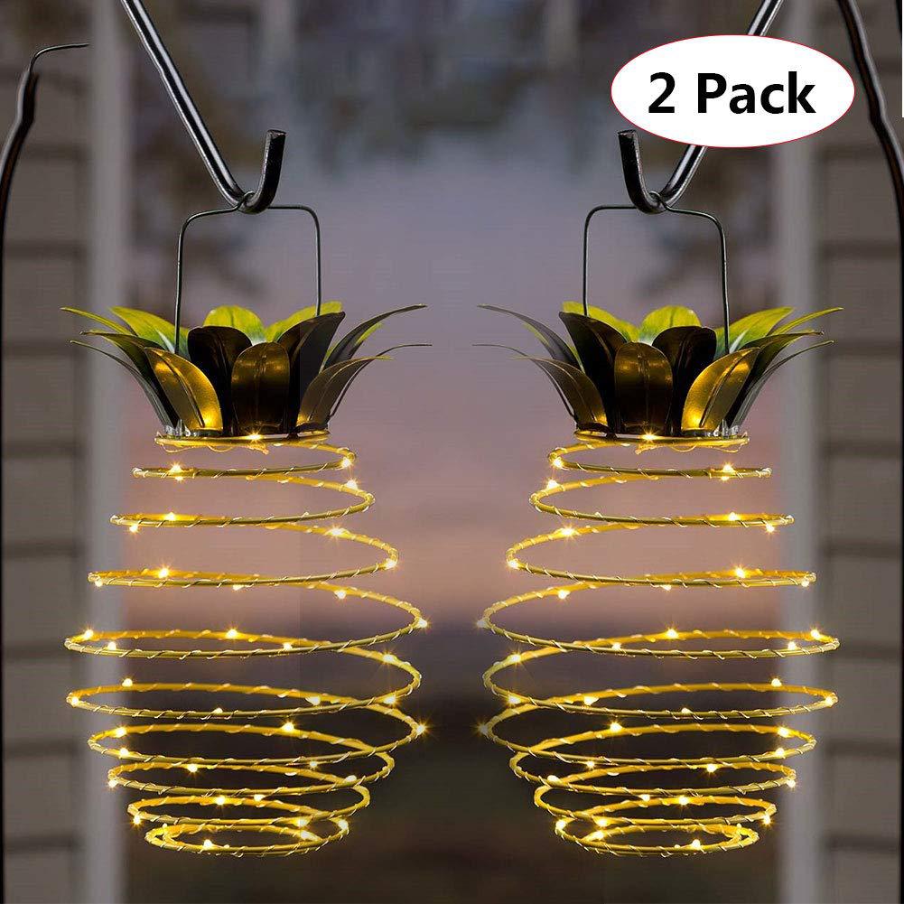 跨境爆款 太阳能灯菠萝铁艺灯笼led铜线灯串户外防水花园装饰挂灯