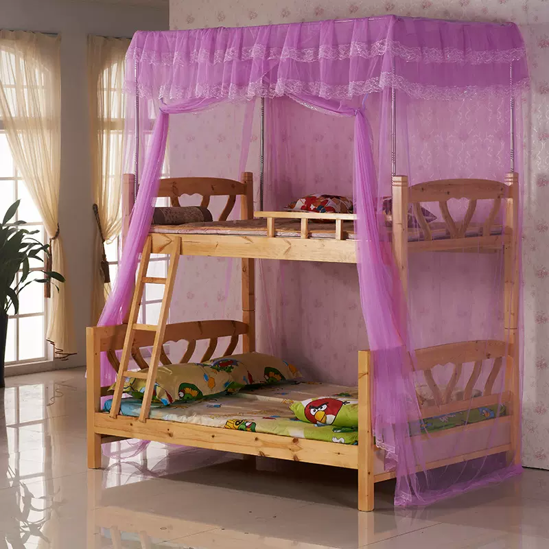 上下床母子蚊帐儿童宫廷公主风家用梯形双层床蚊帐防尘落地蚊帐