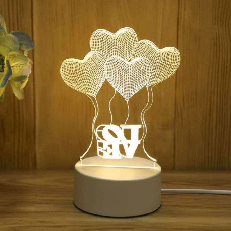 3D акриловая ночная лампа, USB питание 4W, основание из ABS, одноцветная панель, несколько 3D- дизайнов