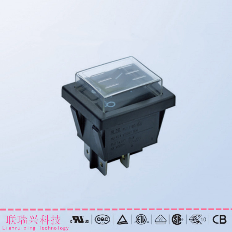 船型开关4脚二档双联双按钮黑色翘板开关RLEIL开关RL2-4防水开关