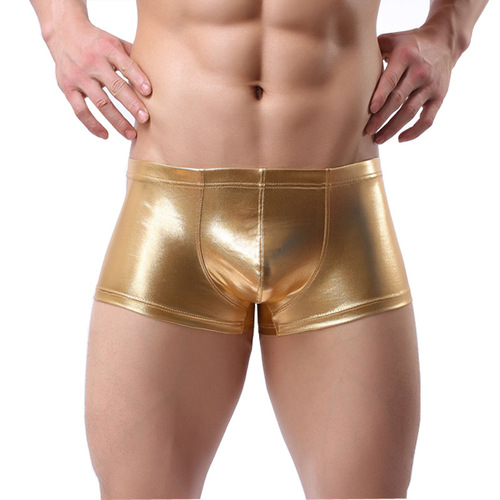 Men's Underwear Faux Leather Boxer Briefs Nightclub Underwear Cool German Sexy Patent Leather