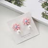 Fuchsia cute earrings from pearl, wide color palette, cat's eye