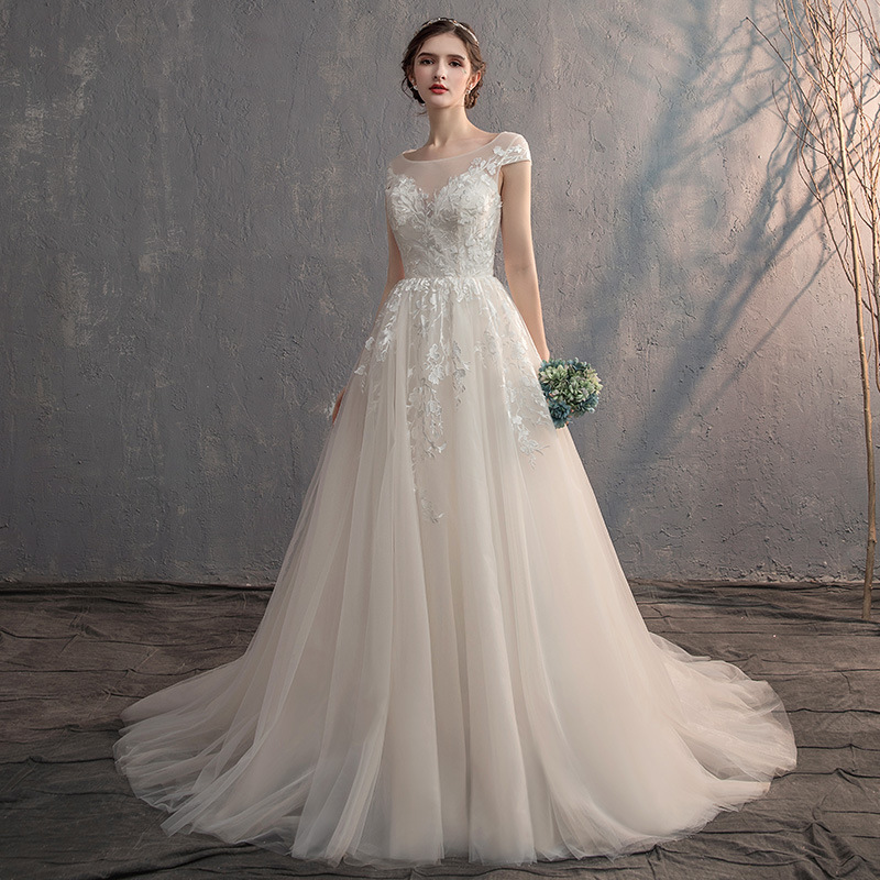 TikTok Starry Sky estilo francés pequeña Luz de cola Vestido DE BODA principal 2024 nuevas mujeres nupciales simples Mori celebridad en línea