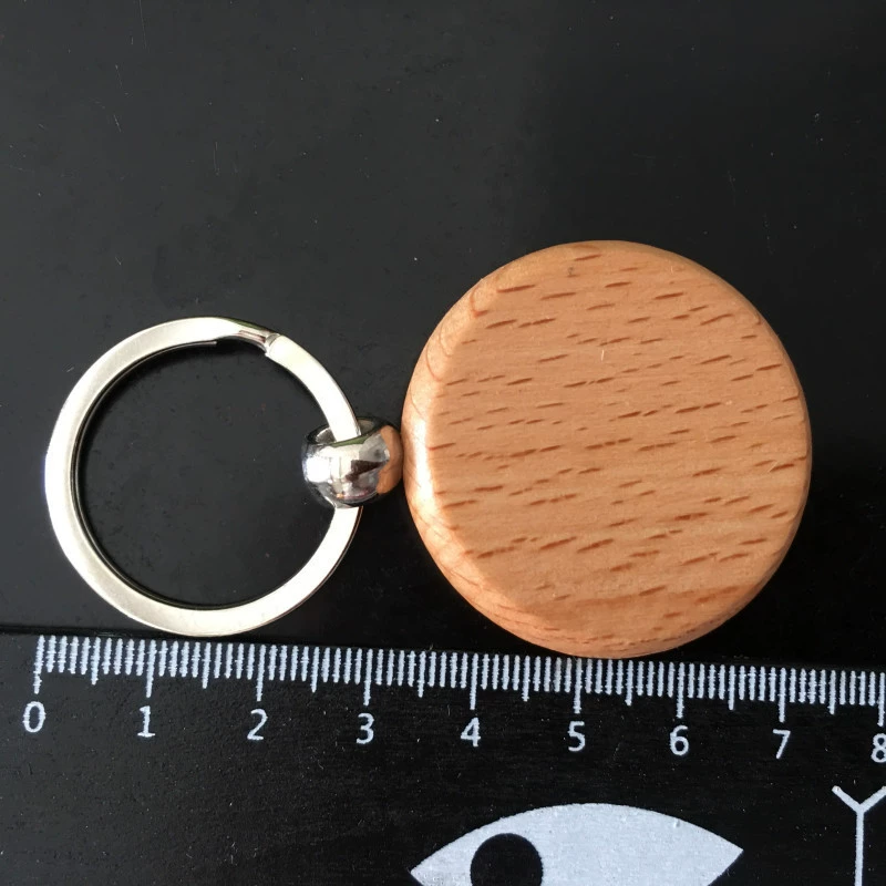 Wooden Keychain (creative) rectangular & round shapes, 5×3 cm and 4 cm, smooth beech finish