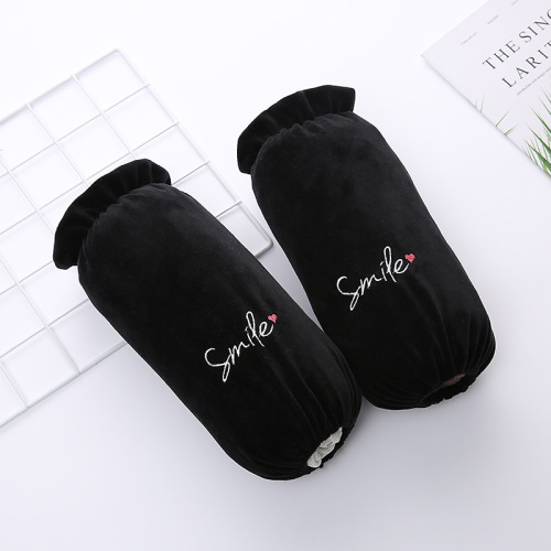 New Autumn/Winter Long Plush Sleeve Socks for Women, Fashion Embroidered Letter Sleeve Covers for Office, Study, Down Jackets, and Students