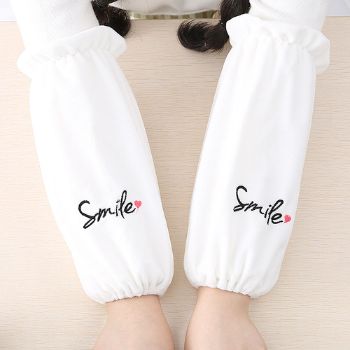New Autumn/Winter Long Plush Sleeve Socks for Women, Fashion Embroidered Letter Sleeve Covers for Office, Study, Down Jackets, and Students