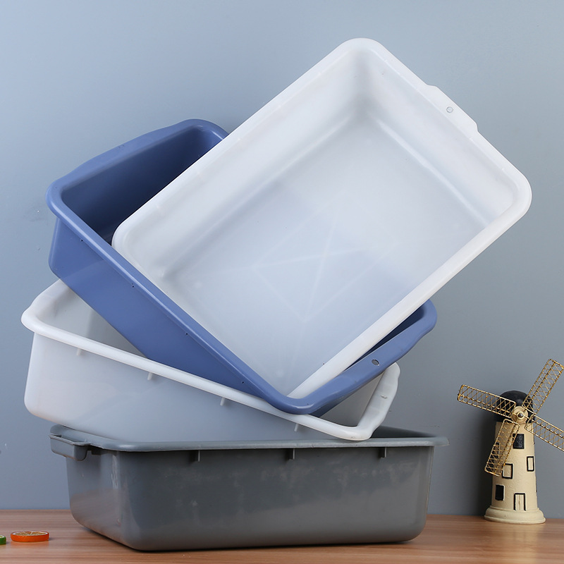 塑料白色灰色酒店收纳盆加厚塑料长盆冷冻盆方盆储物收纳盒无盖