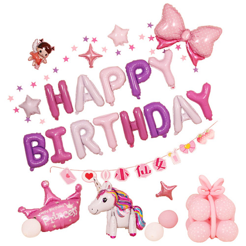 女孩周岁生日趴体布置儿童宝宝小仙女主题派对背景墙装饰气球套餐