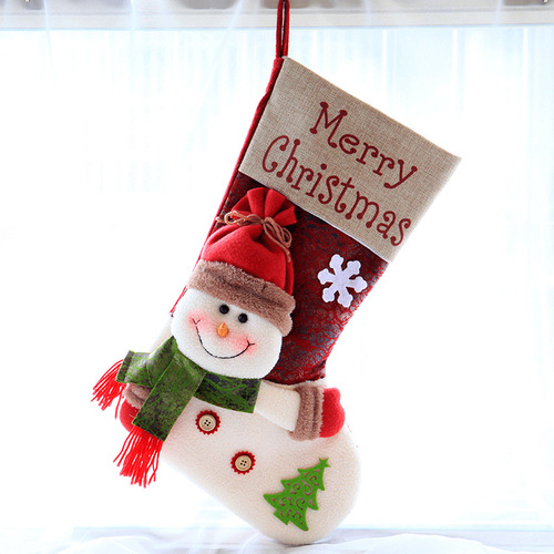 Green Lemon Christmas Decorations Gift Bag Christmas Socks Old Man Snowman Pattern Three-dimensional Christmas Large Socks