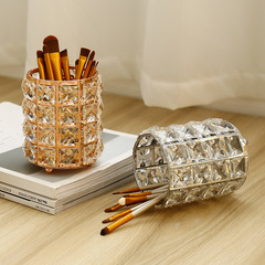 European light luxury crystal pen barrel eyebrow pencil beauty makeup brush barrel desktop storage and organization crystal candlestick ornaments