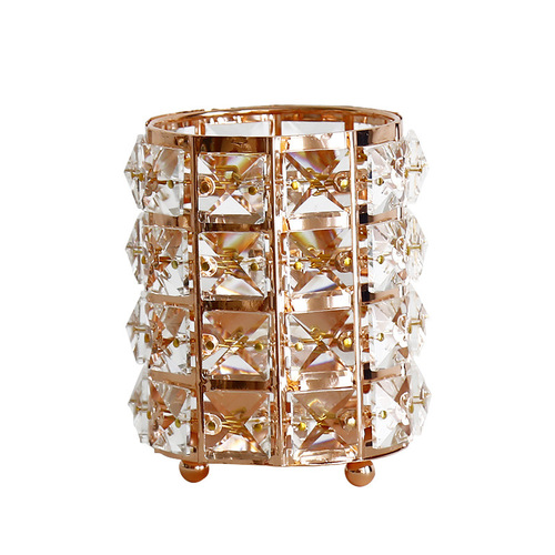 European light luxury crystal pen barrel eyebrow pencil beauty makeup brush barrel desktop storage and organization crystal candlestick ornaments