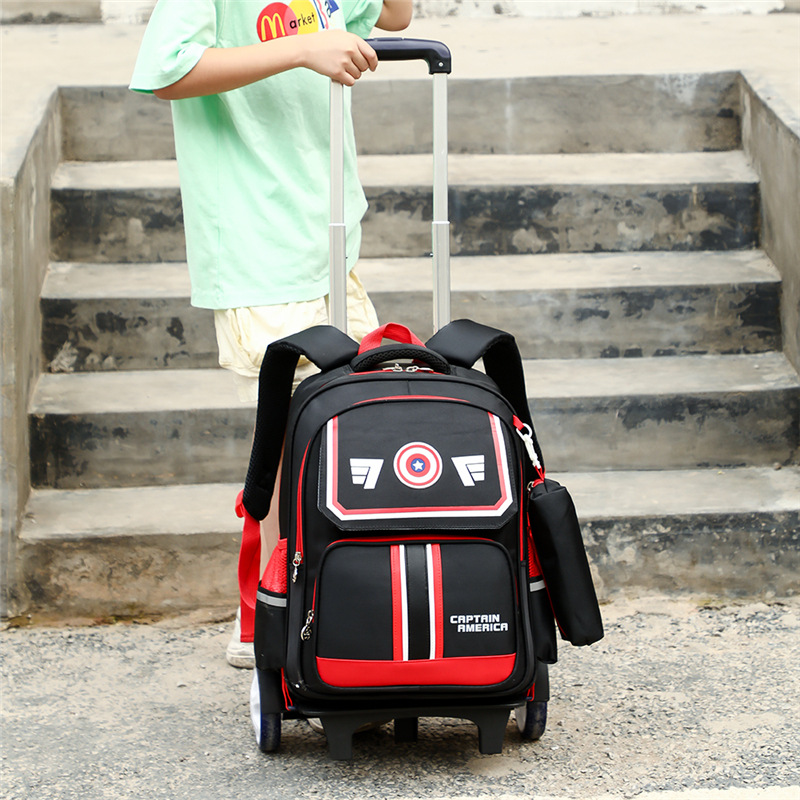 Los niños de la Escuela Primaria estudiante mochila niño bolsa de la carretilla Grado 3-5-6 6 6-12 años de edad de tres ruedas de la rueda grande subir escaleras