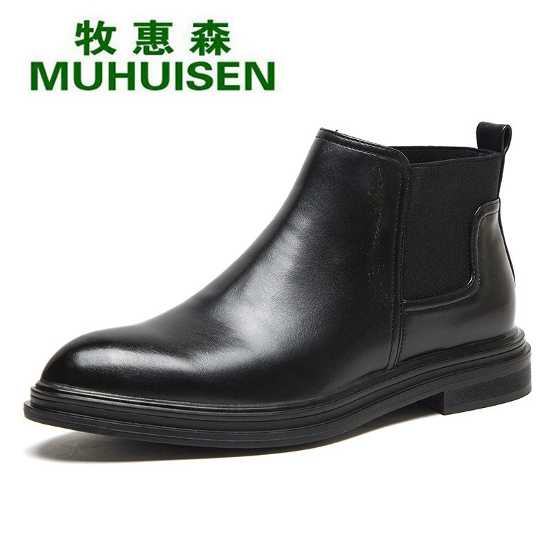 Трансграничные остроконечные осенние и зимние кожаные сапоги