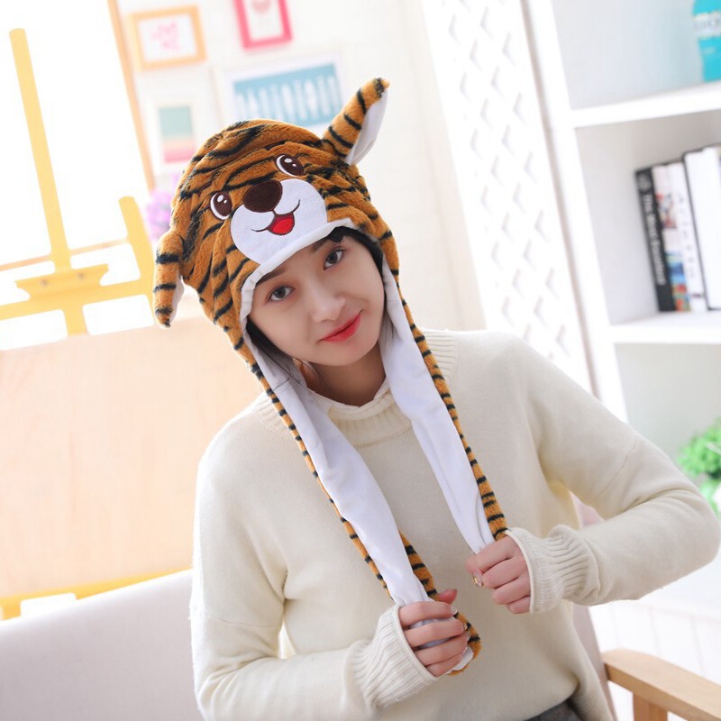 Wholesale Tiger Headgear with Moving Ears, Photo Props, Cartoon Headgear Can Be Customized