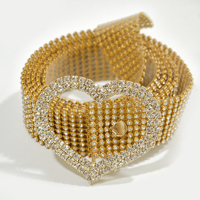 Taobao nuevas mujeres dulce cinturón de diamantes 9 filas rhinestone lleno con incrustaciones cinturón de moda a juego ropa cinturón al por mayor