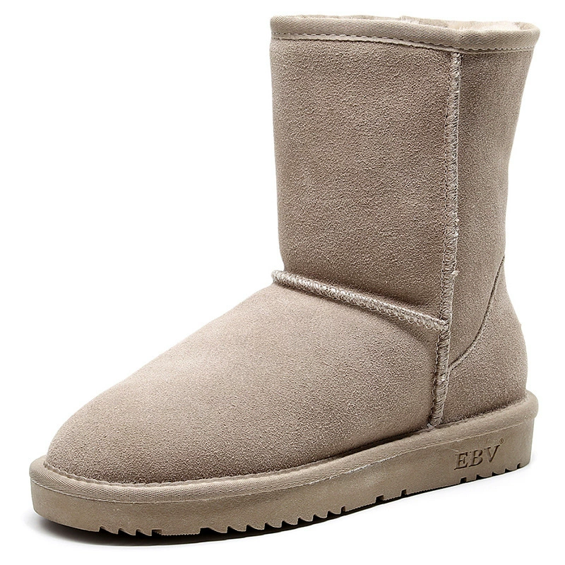 Mid‑calf leather warm boots, non‑slip sole, insulated lining, sizes EU 35–42