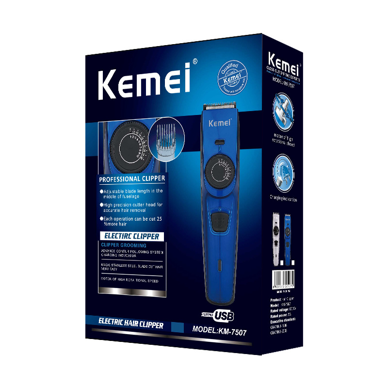 Cortadora de pelo Kemei transfronteriza ajustable cortador de acero inoxidable cabeza de gran capacidad de larga resistencia USB peluquería hogar eléctrico Clipper