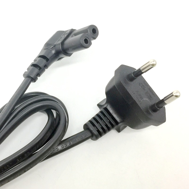 90度L型欧规两插8字尾左右弯头欧标二插德法国台灯电视插头电源线